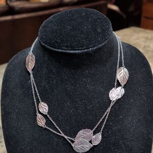 Cookie Lee Silver Leaf Necklace